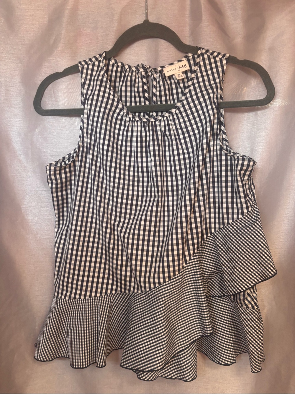 Maison Jules Black and White Gingham Sleeveless Top